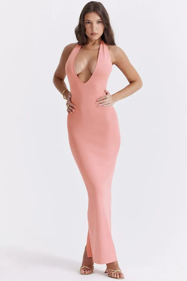 Women Camelia Apricot Plunge Maxi Dress House Of CB Dresses