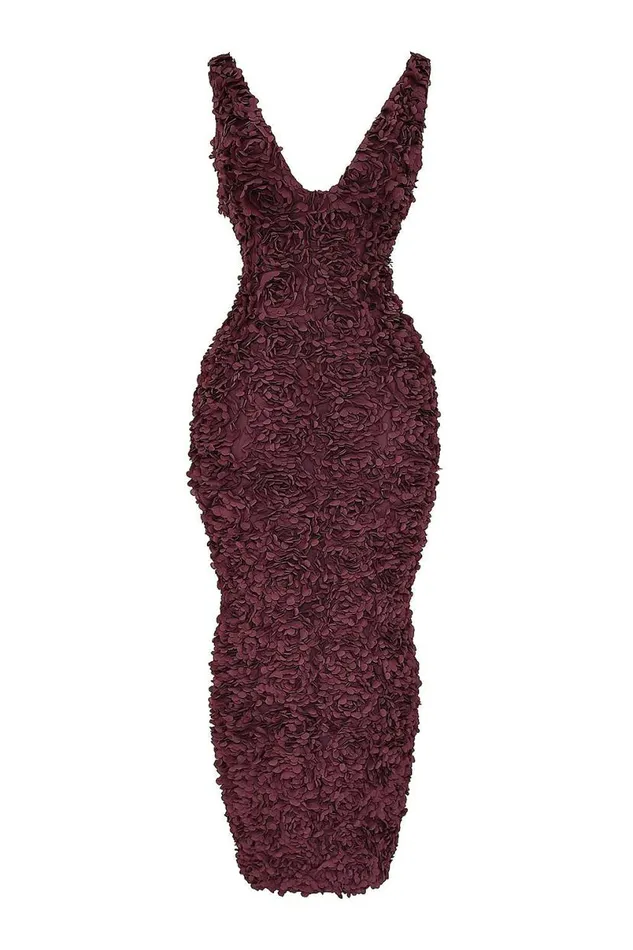 Women Carena Merlot Plunge Floral Appliqu Maxi Dress House Of CB Dresses Women Carena Merlot Plunge Floral Appliqu Maxi Dress House Of CB Dresses