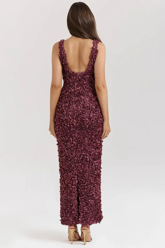 Women Carena Merlot Plunge Floral Appliqu Maxi Dress House Of CB Dresses Women Carena Merlot Plunge Floral Appliqu Maxi Dress House Of CB Dresses