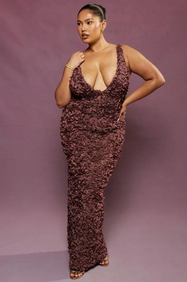 Women Carena Merlot Plunge Floral Appliqu Maxi Dress House Of CB Dresses Women Carena Merlot Plunge Floral Appliqu Maxi Dress House Of CB Dresses