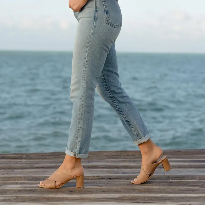 Women Carina Cross Strap Mule Almond Nisolo Sandals