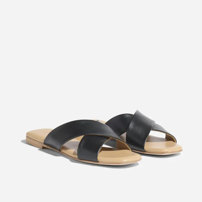Women Catalina Slide Sandal Black Nisolo Flats and Slip Ons