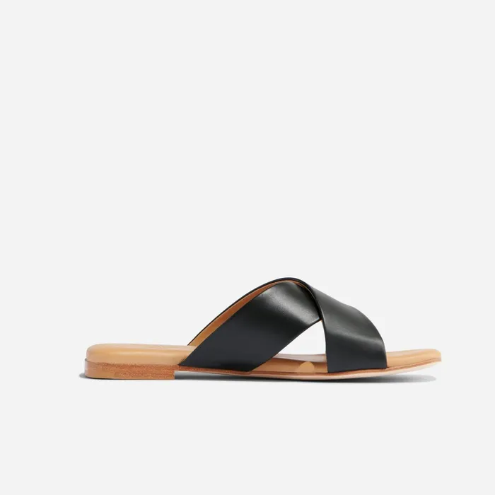 Women Catalina Slide Sandal Black Nisolo Flats and Slip Ons