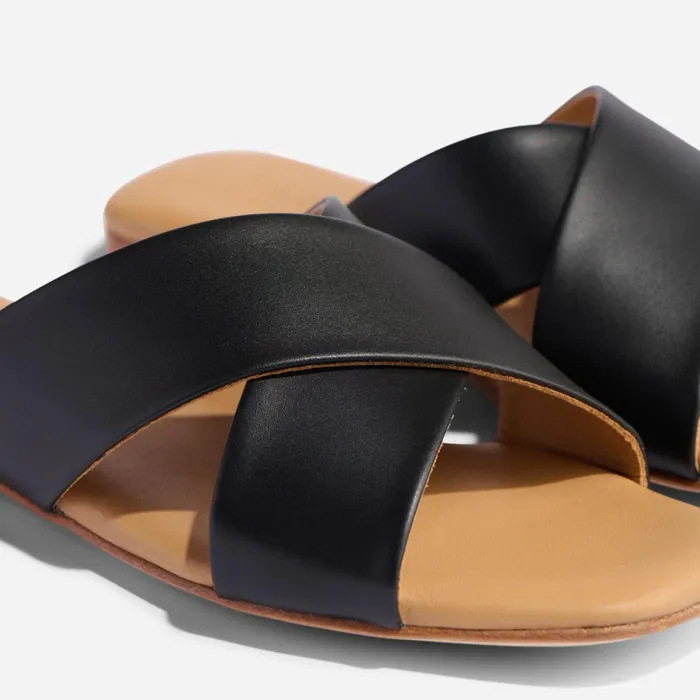 Women Catalina Slide Sandal Black Nisolo Flats and Slip Ons