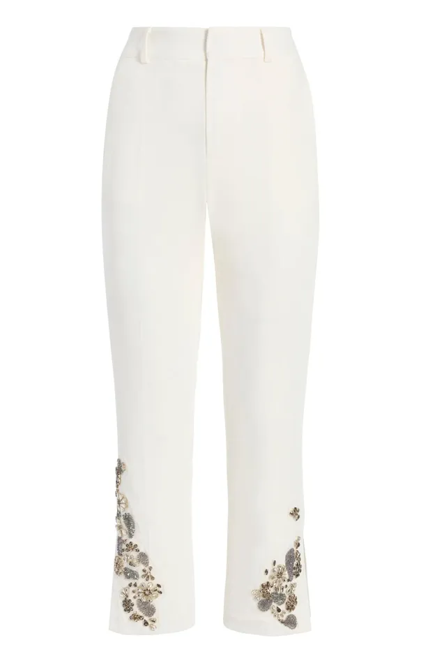 Women Cinq Sept Bottoms Diamond Daisies Cropped Kerry Pant Ivorysmoke