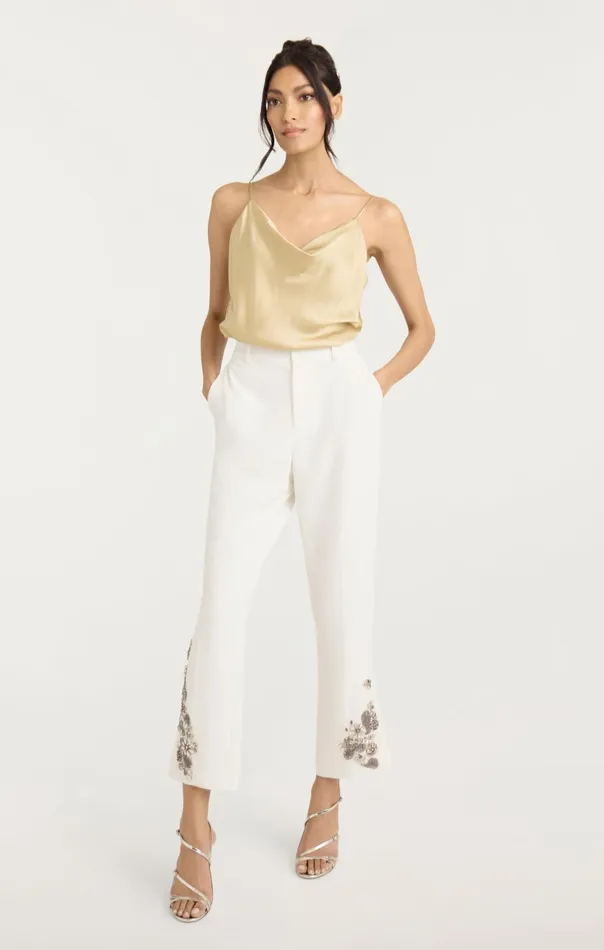 Women Cinq Sept Bottoms Diamond Daisies Cropped Kerry Pant Ivorysmoke