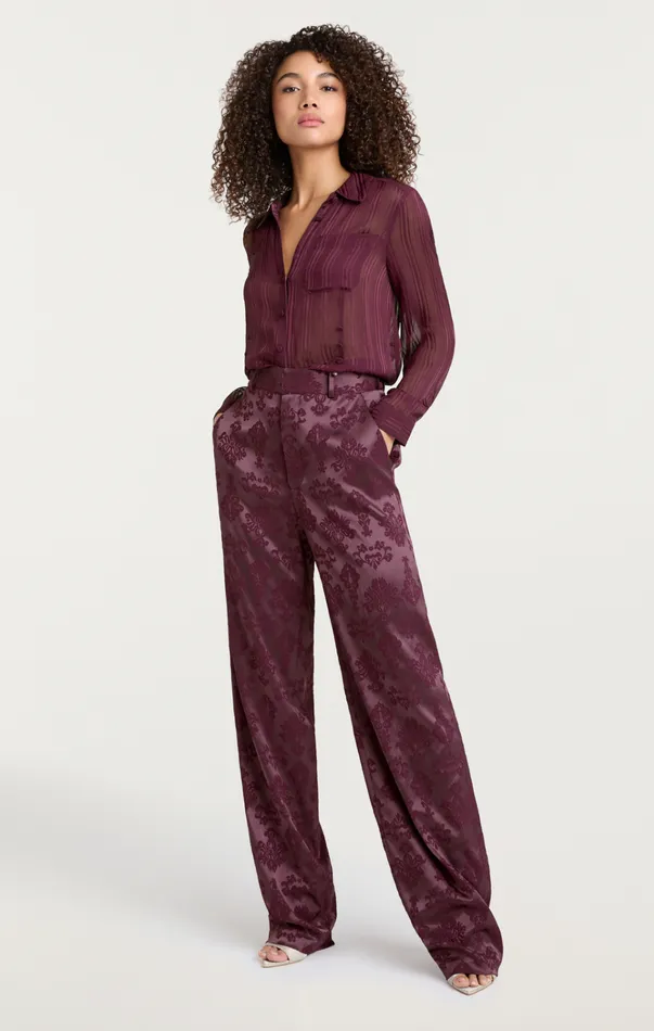 Women Cinq Sept Bottoms Jacquard Collins Pant Dark Fig