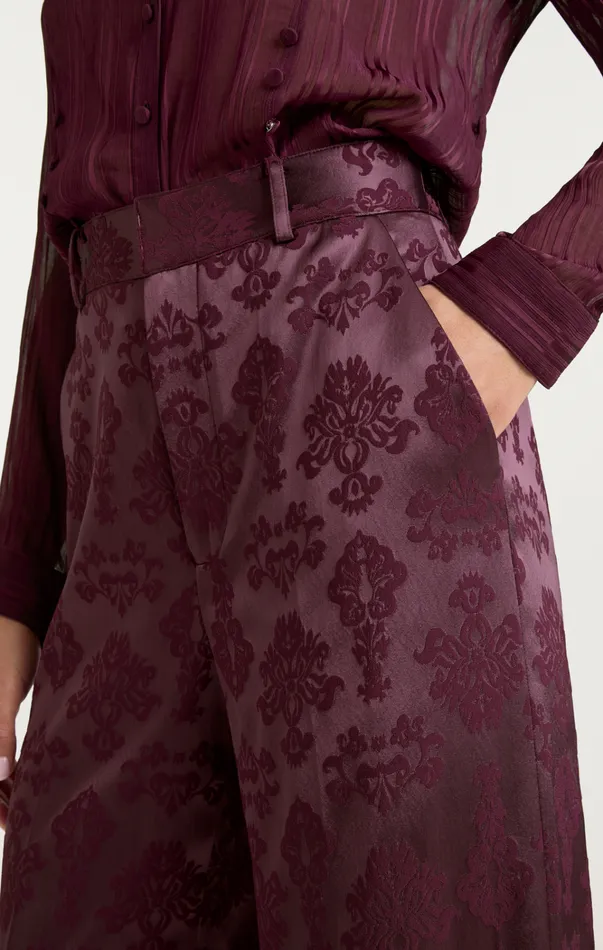 Women Cinq Sept Bottoms Jacquard Collins Pant Dark Fig