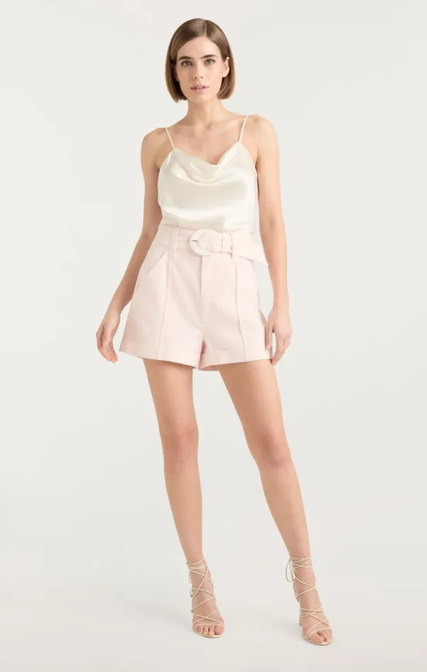 Women Cinq Sept Bottoms Linen Aldi Short Icy Pink