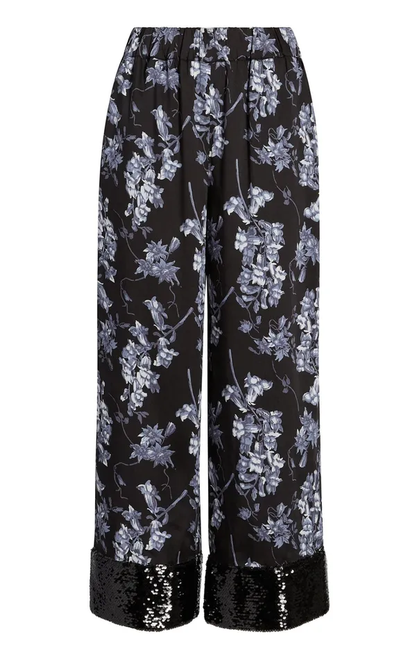 Women Cinq Sept Bottoms Phoebe Pant Coastal Floral Black Multi