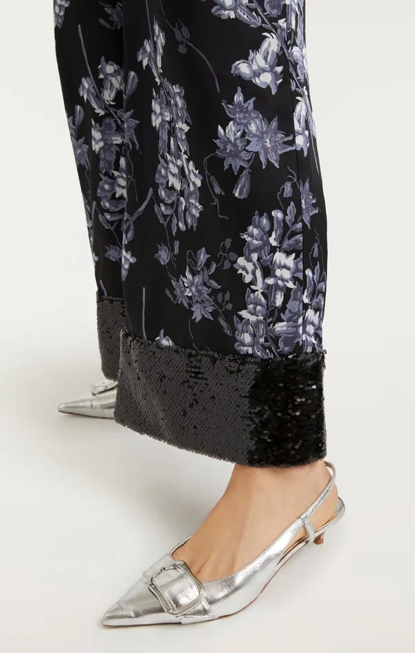 Women Cinq Sept Bottoms Phoebe Pant Coastal Floral Black Multi