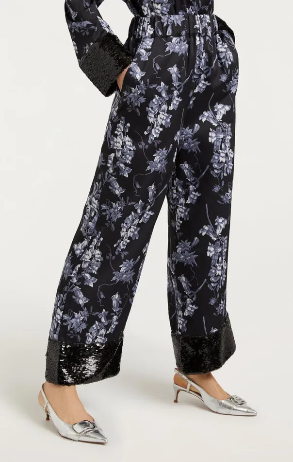 Women Cinq Sept Bottoms Phoebe Pant Coastal Floral Black Multi