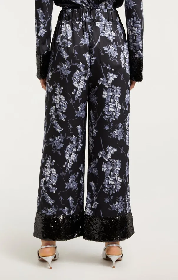 Women Cinq Sept Bottoms Phoebe Pant Coastal Floral Black Multi