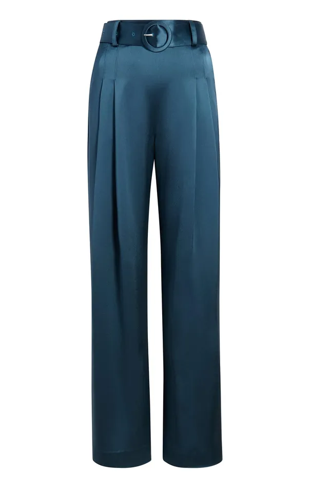 Women Cinq Sept Bottoms Shauna Pant Smooth Satin Onyx