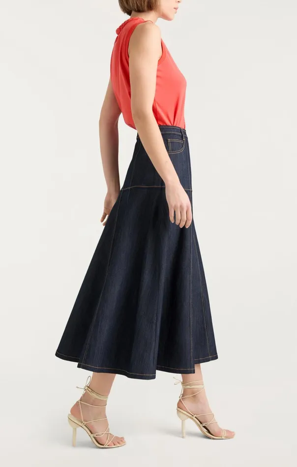 Women Cinq Sept Bottoms Veena Skirt Indigo