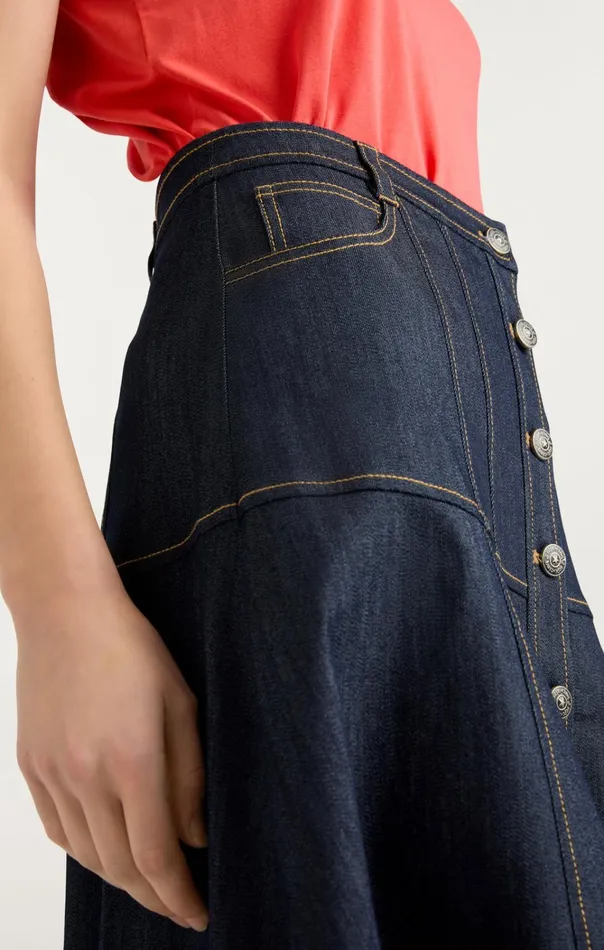 Women Cinq Sept Bottoms Veena Skirt Indigo
