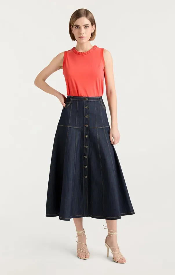 Women Cinq Sept Bottoms Veena Skirt Indigo
