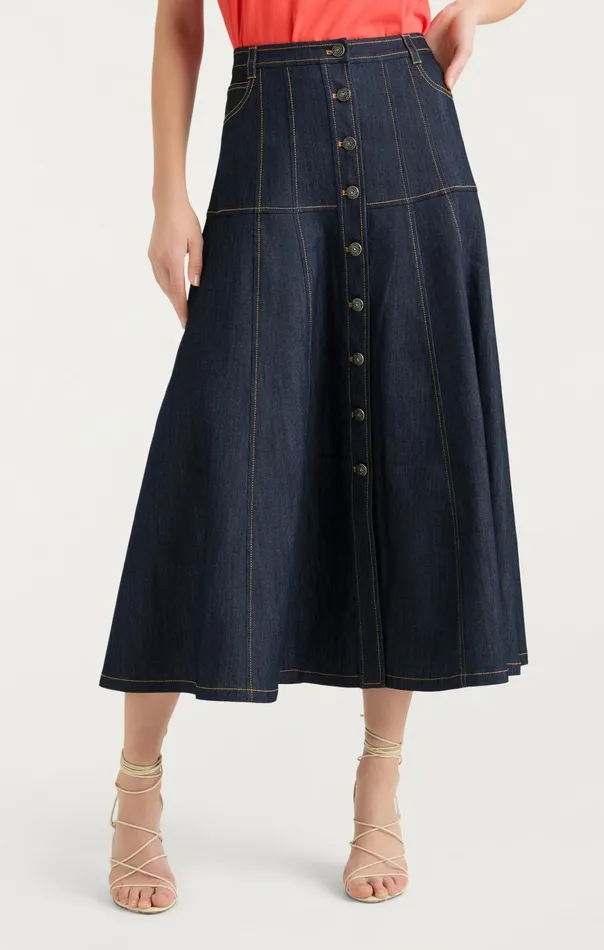Women Cinq Sept Bottoms Veena Skirt Indigo