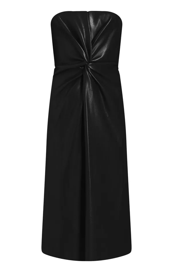 Women Cinq Sept Dresses Vegan Leather Strapless Mckenna Dress Black
