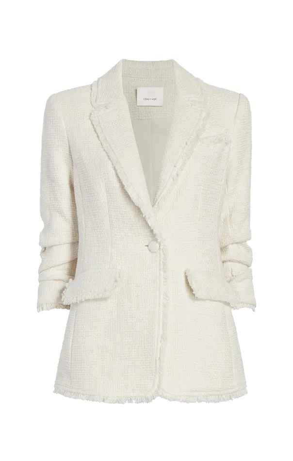 Women Cinq Sept Jackets and Blazers Boucle Khloe Blazer Gardenia
