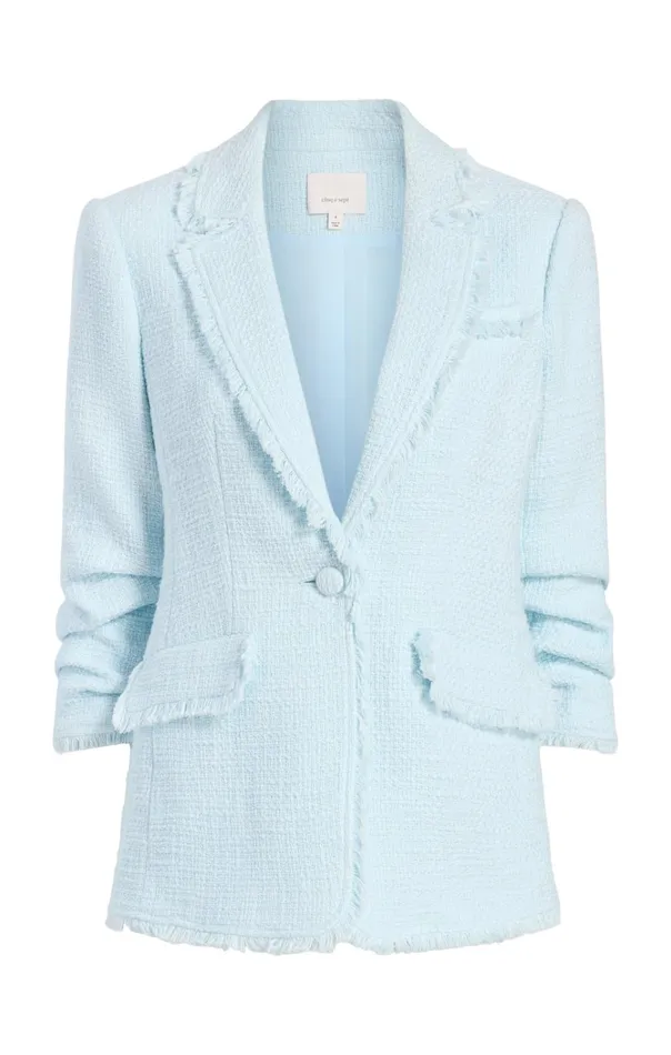 Women Cinq Sept Jackets and Blazers Boucle Khloe Blazer Glacial Blue