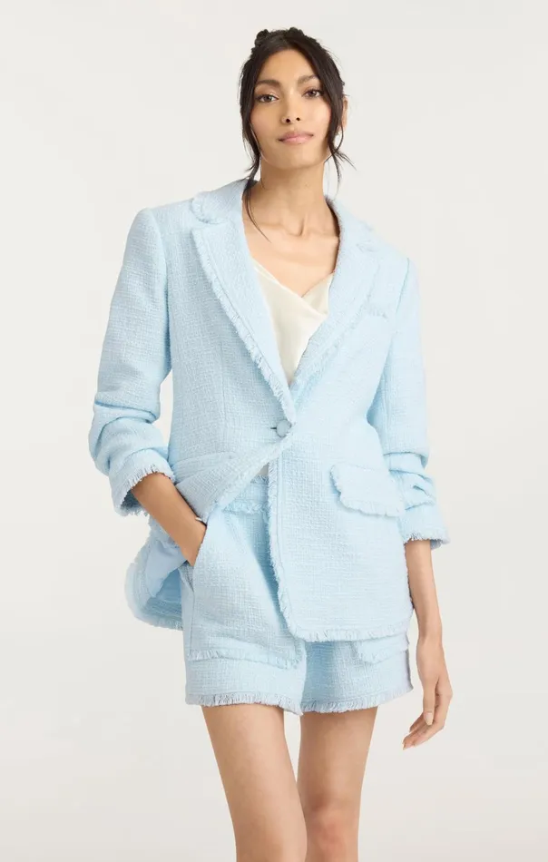 Women Cinq Sept Jackets and Blazers Boucle Khloe Blazer Glacial Blue