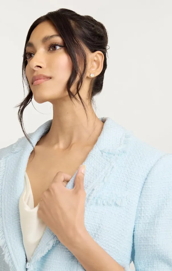 Women Cinq Sept Jackets and Blazers Boucle Khloe Blazer Glacial Blue