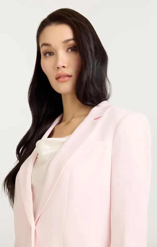 Women Cinq Sept Jackets and Blazers Crepe Khloe Blazer Icy Pink