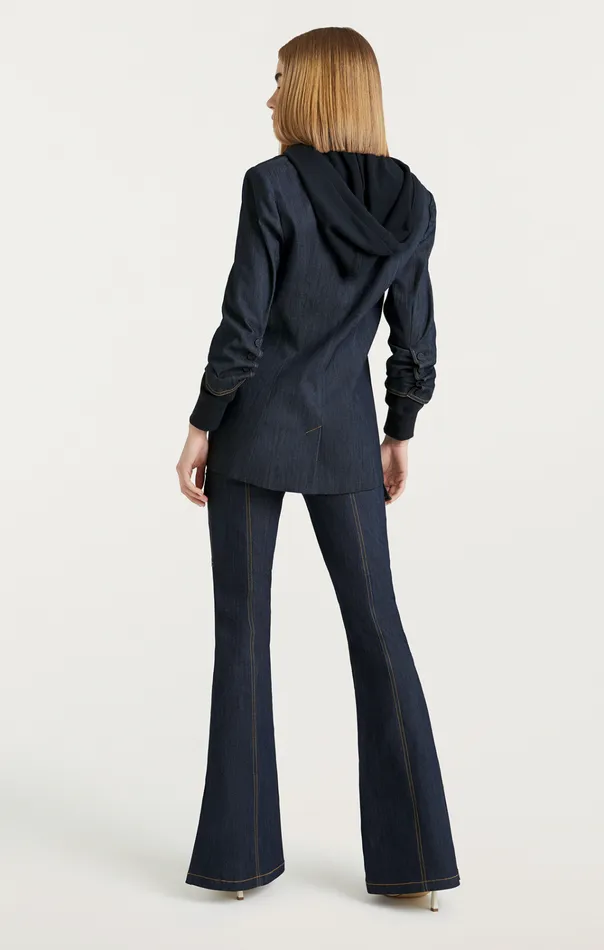 Women Cinq Sept Jackets and Blazers Denim Hooded Khloe Blazer Indigo