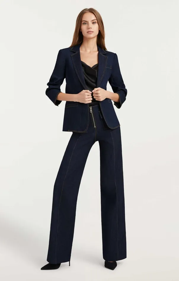 Women Cinq Sept Jackets and Blazers Denim Khloe Blazer Indigo