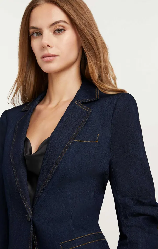 Women Cinq Sept Jackets and Blazers Denim Khloe Blazer Indigo