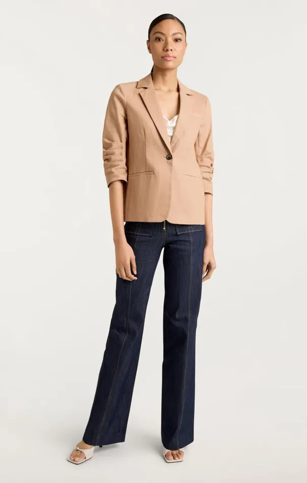 Women Cinq Sept Jackets and Blazers Denim Khloe Blazer Sahara
