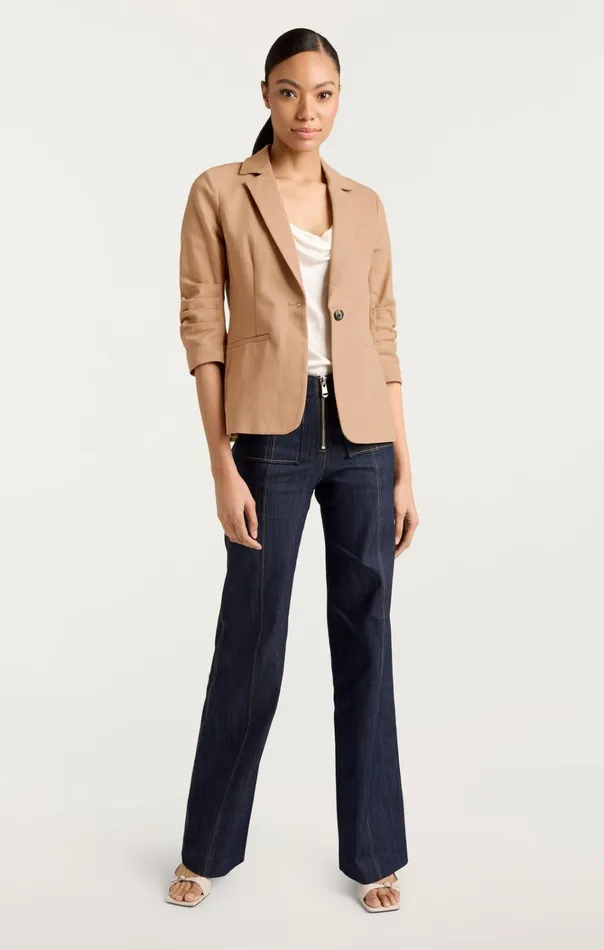 Women Cinq Sept Jackets and Blazers Denim Khloe Blazer Sahara