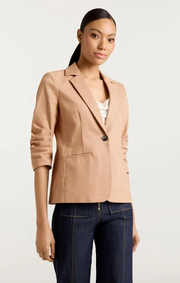 Women Cinq Sept Jackets and Blazers Denim Khloe Blazer Sahara