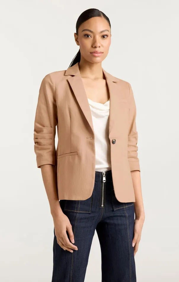 Women Cinq Sept Jackets and Blazers Denim Khloe Blazer Sahara