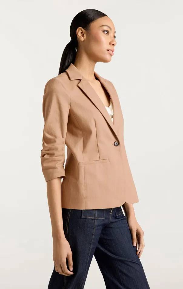 Women Cinq Sept Jackets and Blazers Denim Khloe Blazer Sahara