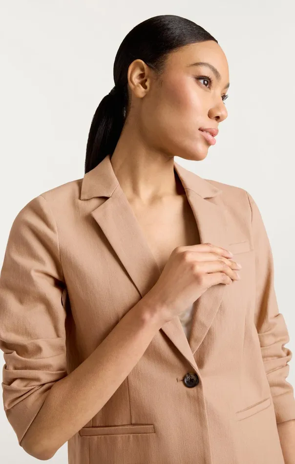 Women Cinq Sept Jackets and Blazers Denim Khloe Blazer Sahara