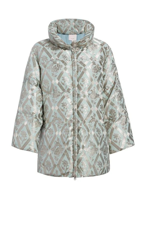 Women Cinq Sept Jackets and Blazers Diamond Floral Hallie Puffer Celestial Blue