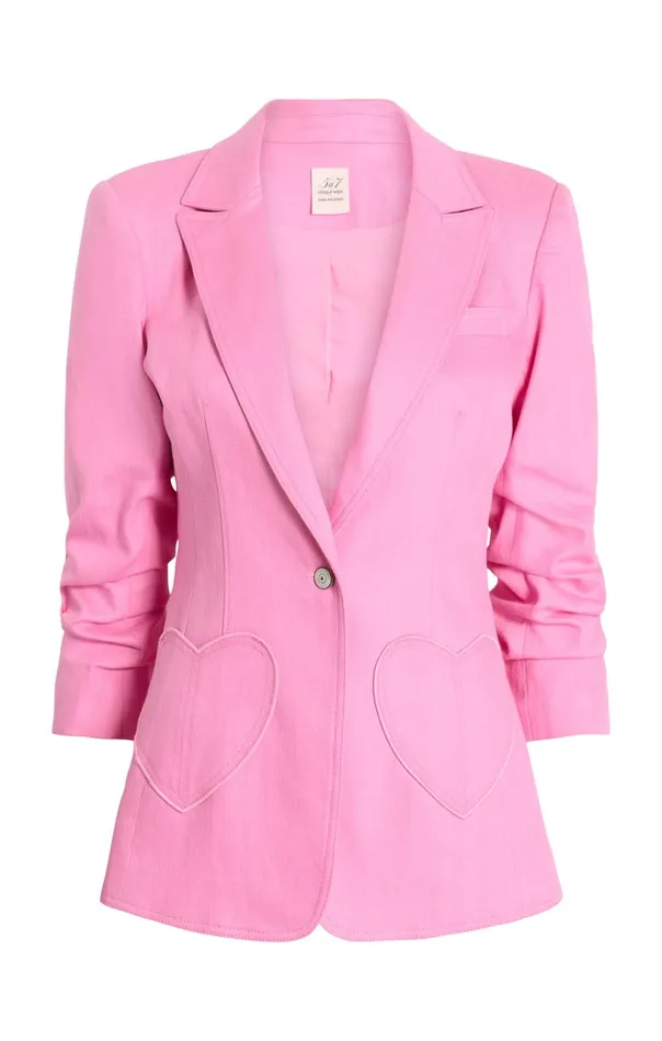 Women Cinq Sept Jackets and Blazers Heart Embroidery Louisa Blazer Flamingo