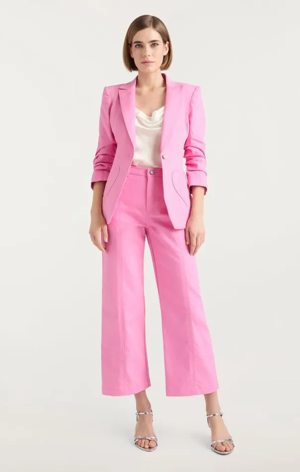Women Cinq Sept Jackets and Blazers Heart Embroidery Louisa Blazer Flamingo