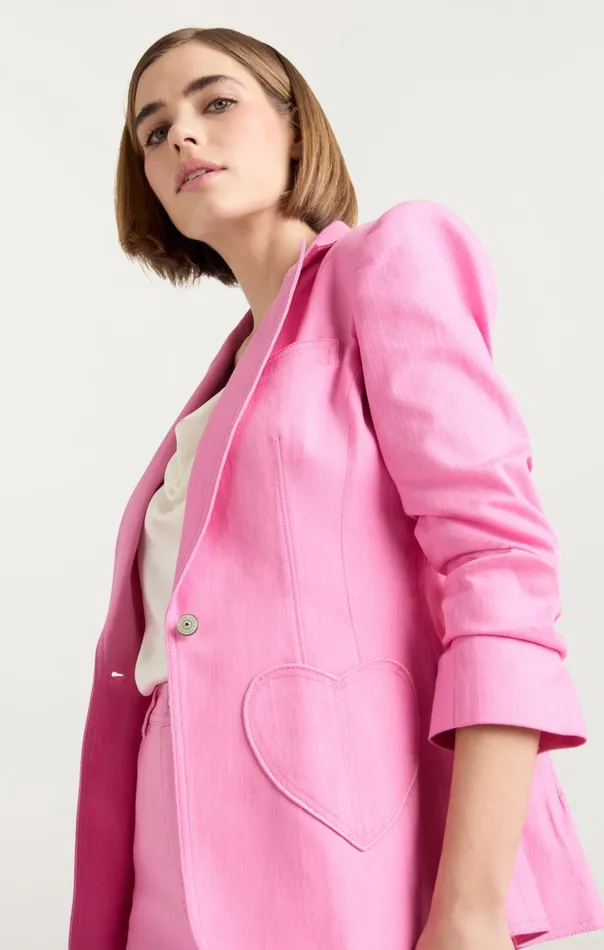 Women Cinq Sept Jackets and Blazers Heart Embroidery Louisa Blazer Flamingo