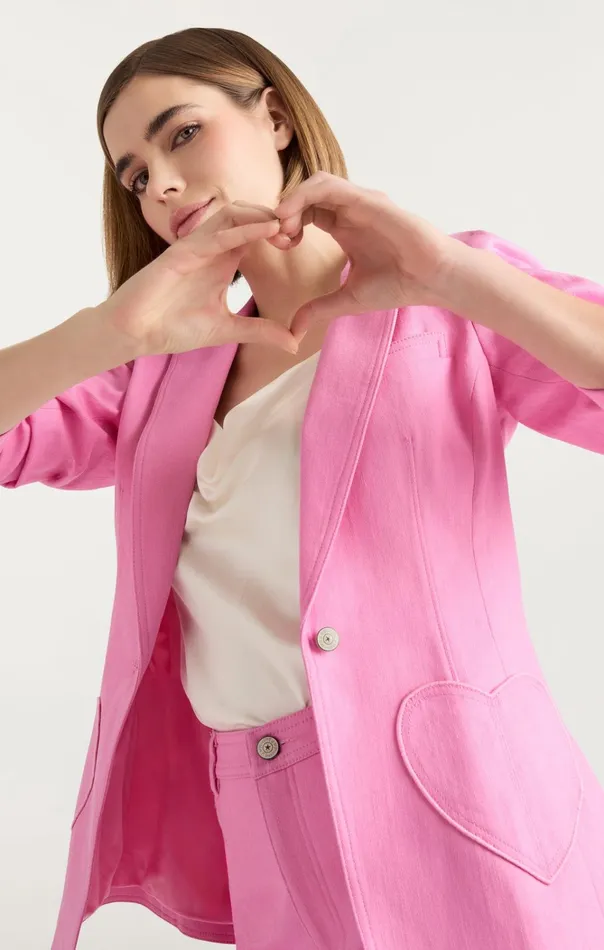 Women Cinq Sept Jackets and Blazers Heart Embroidery Louisa Blazer Flamingo