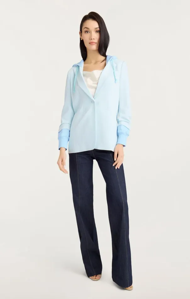 Women Cinq Sept Jackets and Blazers Hooded Khloe Jacket Glacial Blueglacial Blue