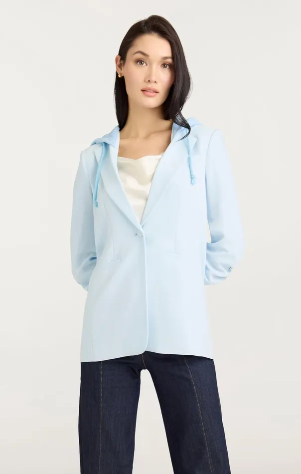Women Cinq Sept Jackets and Blazers Hooded Khloe Jacket Glacial Blueglacial Blue