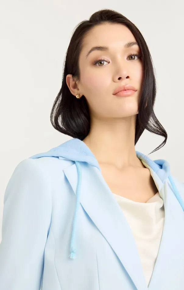 Women Cinq Sept Jackets and Blazers Hooded Khloe Jacket Glacial Blueglacial Blue