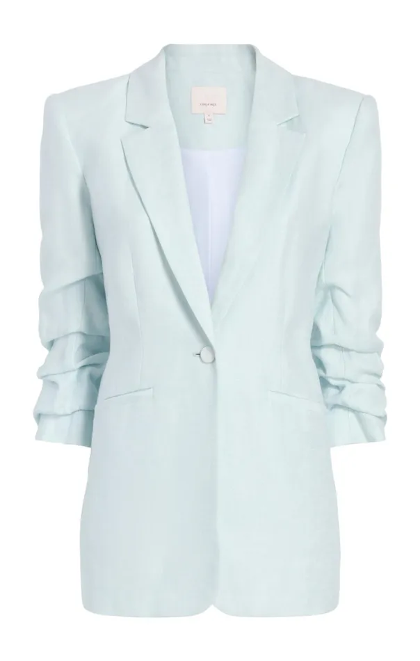 Women Cinq Sept Jackets and Blazers Linen Kylie Blazer Glacial Blue