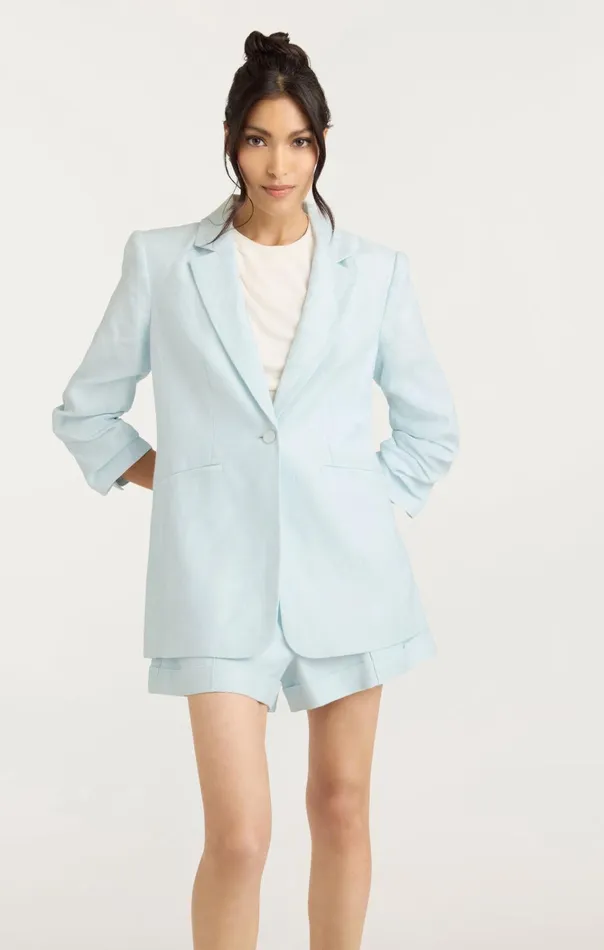Women Cinq Sept Jackets and Blazers Linen Kylie Blazer Glacial Blue