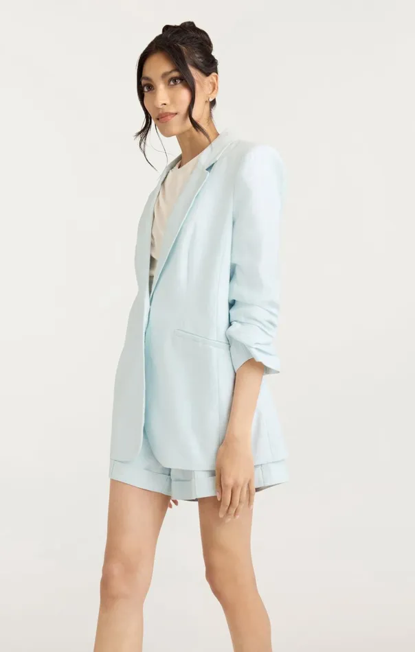 Women Cinq Sept Jackets and Blazers Linen Kylie Blazer Glacial Blue