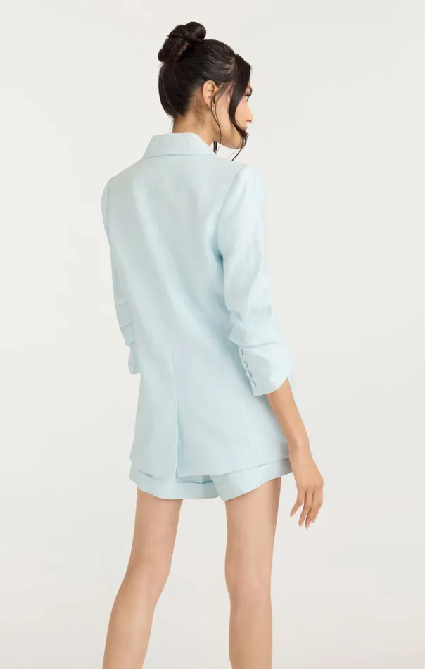 Women Cinq Sept Jackets and Blazers Linen Kylie Blazer Glacial Blue