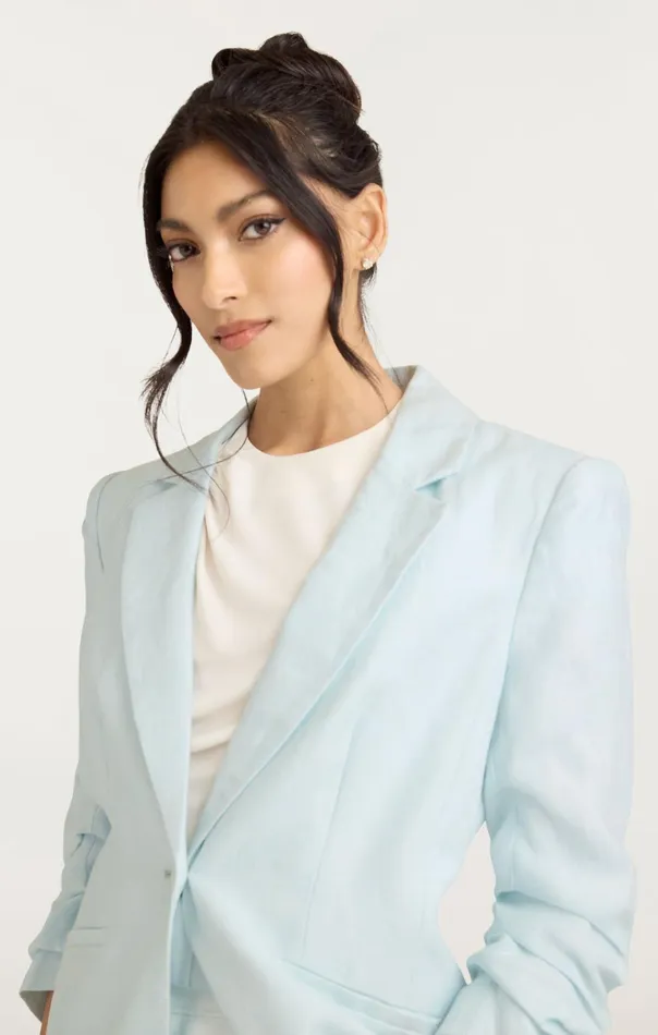 Women Cinq Sept Jackets and Blazers Linen Kylie Blazer Glacial Blue